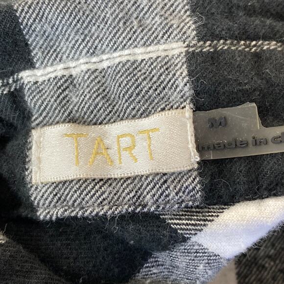 Tart Plaid Flannel Pearl Snap Shirt SZ Medium Black White Buffalo Check Western - Picture 3 of 10